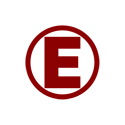 Rødt ESGenius E-logo til intelligent ESG-rapportering og audit-certificering.