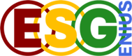 Det samlede ESGenius-logo med rødt E, gult S og grønt G til intelligent ESG-rapportering. 
